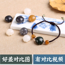 Hetian jade pendant Qinghai Jade White Jade tobacco Jade sugar jade cat claw pendant jade pendant Hetian jade string