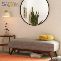 New Chinese bed tail stool Chinese style bedroom bedstool solid wood log strip stool table living-room soft bag sofa pedaling