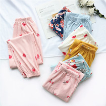 Leg pajamas Womens trousers cotton spring and autumn can be worn outside home pants Cotton loose casual summer sweet closed pants