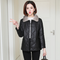 zqqz leather down jacket female mink fur collar 2020 winter New thick sheepskin leather jacket D111