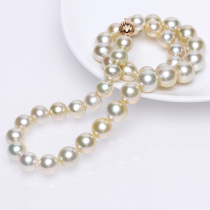 Feedback : Solid photo 9 - 12mm14K gold bead deep sea pearl chain necklace without dyed strong circle