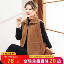 Mother spring and autumn vest 2021 solid color New imitation mink velvet vest female middle-aged sleeveless horse jacket tide