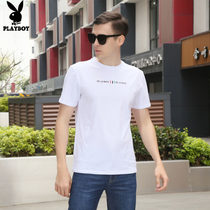 Playboy flagship short sleeve T-shirt mens summer round neck business casual dress Mens sports shirt Thin Thin