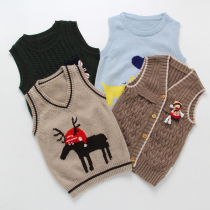 Pure childrens cashmere sweater autumn and winter boys vest vest girl thickened new handmade sweater wool sweater