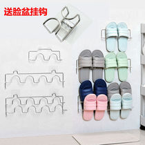 Stainless steel wall-mounted nail-free shoe rack Punch-free simple shoe storage shelf Bathroom bathroom slipper rack