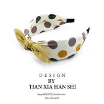 Korean childrens headband baby wave point bow wide-brimmed hairpin girl cute headband little girl parent-child hair accessories