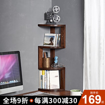 Nordic solid wood rack corner bookshelf home desk desktop wooden rack storage rack