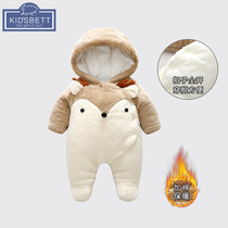 Newborn baby winter clothes Autumn and winter baby velvet padded coat Winter out thickened one-piece climbing suit
