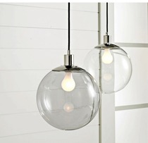  Transparent glass round ball single-head chandelier Coffee restaurant simple bar Modern hot pot barber milk tea clothing store lamp