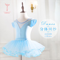 Childrens dance suit Practice suit Girls short-sleeved summer ballet costume Chinese dance dance dress split thin section