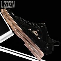 Winter Martin boots High Help 100 hitch Casual Tide Men Shoes Short Boots Inglén Wind Real Leather Shoes Men Black Tooling