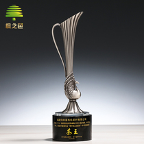 European And European Metal Trophies Crystal Custom Tea Culture Hotel Clubhouse Brief Creative Tea Pendulum peacock set to do