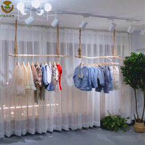 Net red clothing store hanging clothing pole Mori childrens clothing womens clothing store special shelf shop kitchen window branch decoration display rack