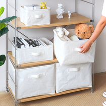Cotton linen fabric grocery basket home large clothes toy storage basket foldable solid color wardrobe finishing box solid color