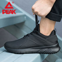 Peak running shoes mens winter leather waterproof mens shoes black versatile casual shoes light sports shoes men