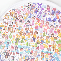 Momo girl wearing a hand account and paper sticker pack creative cute character hand account decorative material sticker art 40 pieces