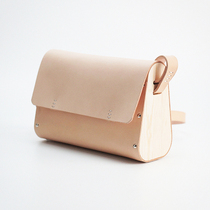 MIKSOLA solid wood single shoulder diagonal satchel handmade with tannic cow leather brief retro art original design