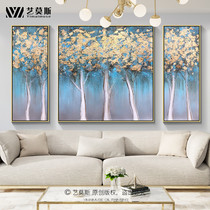 Pure Hand Painted Light Lavish Gold Leaf Gold Leaf Color Oil Painting Modern Minima Living Room Sofa Background Wall Abstract Masi