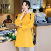 Pregnant women autumn fashion loose large size long sleeve base shirt 2021 New Korean version of sweet temperament long T-shirt