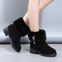 Snow boots female Korean version of the new Western style winter 2022 plus velvet thick fur short boots cotton boots large size 4041