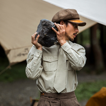 SOARIN retro American overalls Long sleeves shirt mens fall AMicha Casual Multi-Pocket Ruffin-handsome shirt