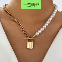 Atmosphere faux pearl lock necklace collarbone chain lady