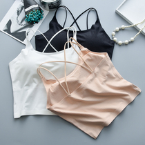 Black Joker cotton back Vest Womens belt chest pad anti-light bottoming underwear long breast wrap chest