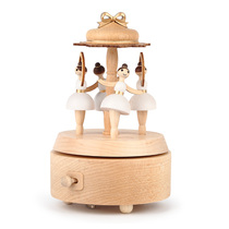 Taiwan Octaonic Box Romantic Cute Ballet Music Box Birthday Gift Little Girl Child Jeancard Rotating Solid Wood