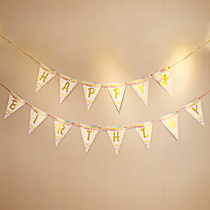 Hot gilded pennant happy birthday banner pull flower adult birthday layout background wall decoration letter pull flag