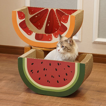 Big watermelon cat grabbing board nest cat nest one without falling chips carton corrugated paper cat claw board vertical grinding claw cat supplies