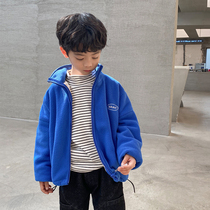 2021 autumn and winter new boy fleece jacket childrens clothing middle child warm coat foreign style childrens thick cardigan