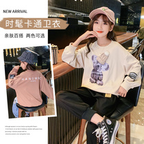 Girls childrens wear pullover round neck top in the big boy Korean version of the girls sweatshirt 2022 autumn dress children long sleeves undershirt