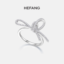 HEFANG He Fang jewelry ribbon bow ring 925 sterling silver cold wind food finger ring simple ring jewelry