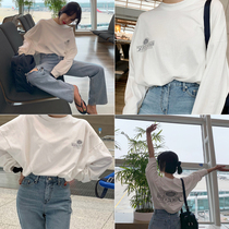  mocostreet Korea 19 summer new age-reducing girl style loose round neck long-sleeved letter T-shirt