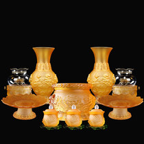 Glazed Buddha suit set for Buddha supplies household supplies Buddha front long light supply Cup sandalwood stove for fruit plate vase