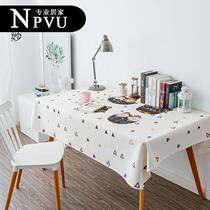 NPVU fabric hipster rectangular dining tablecloth modern simple cotton linen oil-proof waterproof no-wash Nordic coffee table table