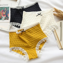 Yellow high waist underwear women cotton cotton belly lift hip comfortable girl High School students Japanese cute breifs
