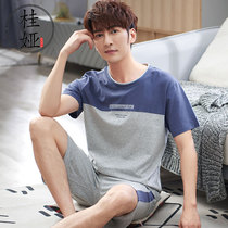 Xinjiang Cotton Pajamas Mens Summer Thin Cotton Cotton Short Sleeve Shorts Casual Loose Summer Home Clothing Set