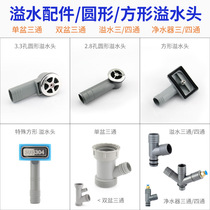 Washing basin overflow port accessories Three-way water connector Sink thickened overflow pipe Square overflow pipe extended side drain pipe