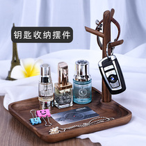 Key branch decoration Watch storage bracket Entrance entrance decoration free hole into the door hook Wooden foyer