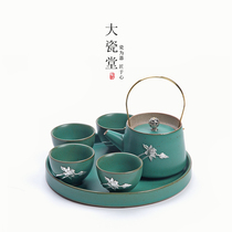 Large porcelain hall handmade tin Japanese style eucalor set home kung fu teapot tea set set home kung fu teapot tea cup gift box