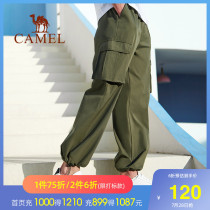 Camel mens clothing 2021 spring and summer lovers men and women trend loose straight hip-hop overalls drawstring foot closure casual pants