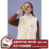 square houlest men and women models autumn and winter lamb wool embroidery avocado loose vest vest plush jacket