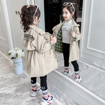 Korean girl coat spring and autumn 2021 New Net Red childrens clothing Korean girl long trench coat foreign style childrens coat