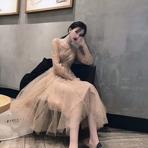 Dresses dress with dress for autumn and winter season with bottom fairy dress Long style Super Fairy birthday name Yuanxian Style Small Gown