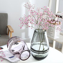 American retro modern transparent glass vase ornaments Living room round decoration Dining room Water raising flower arrangement Dried flower vase