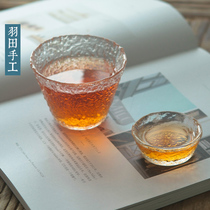 Handmade first snow tea cup large heat-resistant thickened glass hammer eye pattern tea cup owner single Cup kung fu tea set