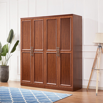 Tiantan furniture American wardrobe Solid Wood Wood combined with modern simple four-door large capacity wardrobe walnut color wardrobe