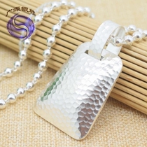 S925 sterling silver sweater chain womens long bag big pendant rectangular simple personality design Joker necklace New