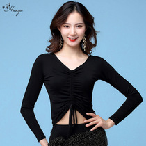 Belly dance costume beginner practice suit top 2019 new female adult modal long-sleeved drawstring top winter